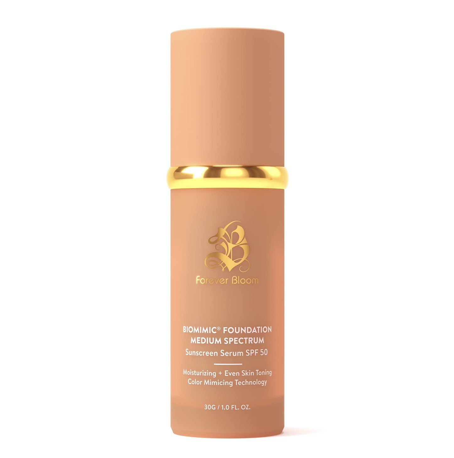 Bio Mimic Foundation Light Spectrum by Forever Bloom; Hydrating, Anti-Aging, Concealing, Evening skin tone, Protecting from Sun with SPF50; Lifestyle Lightweight Foundation for Gym, Sports, Dancing